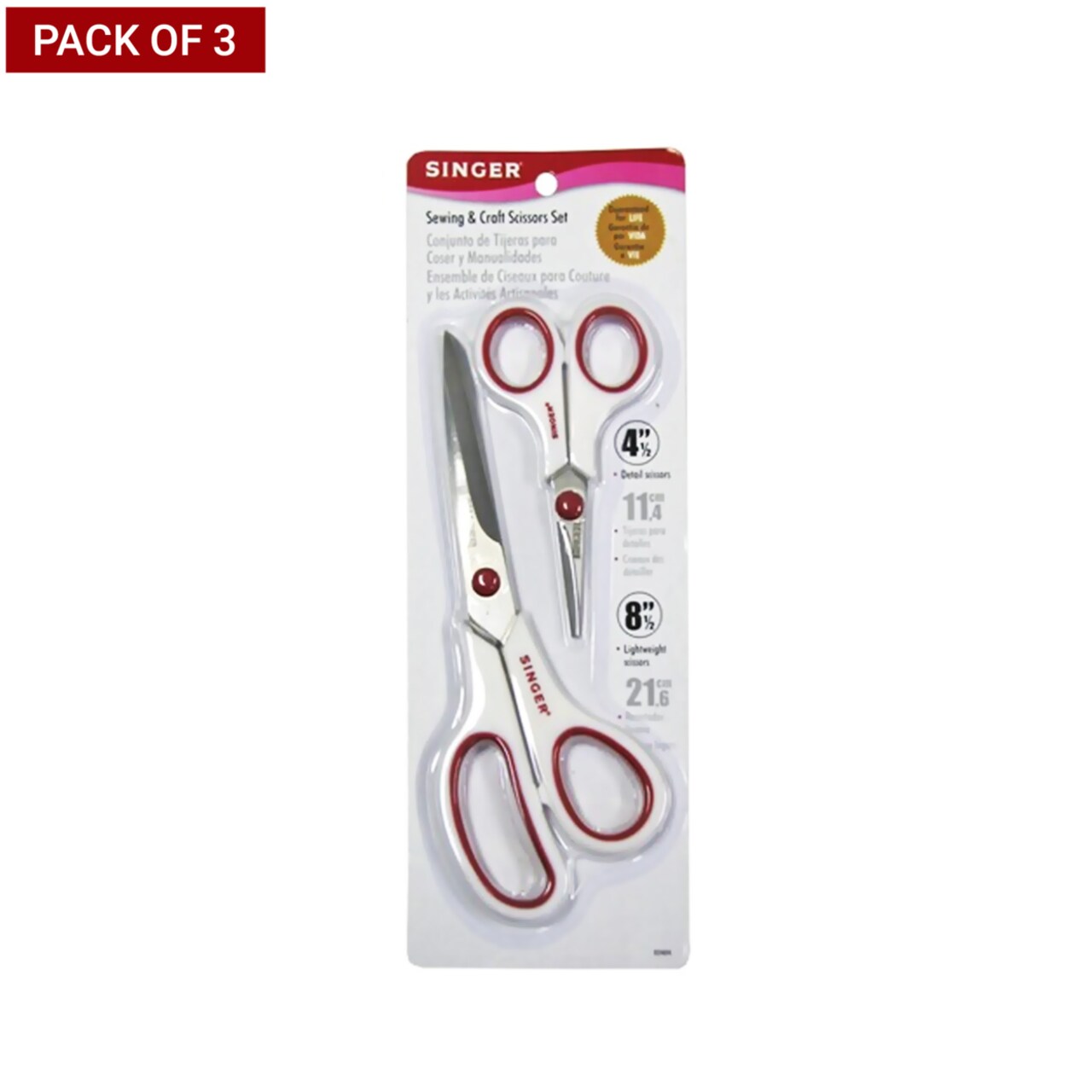 Singer Craft Scissors Set - Red and White - 8.5 inch - Pack of 3